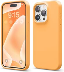 Elago Liquid Silicone for iPhone 15 Pro MAX Case Cover Full Body Protection, Shockproof, Slim, Anti-Scratch Soft Microfiber Lining - Orange